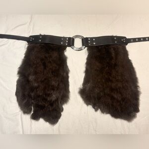 Leather and rabbit hyde belt with Alstohlman brand O ring buckle